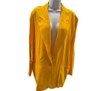 VTG 90's CITYWEAR Melrose Womens L Yellow Blazer Button Oversized USA MADE